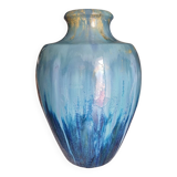 Imposing Ceramic in blue Flamé stoneware, Pierrefonds diameter 1915-1925
