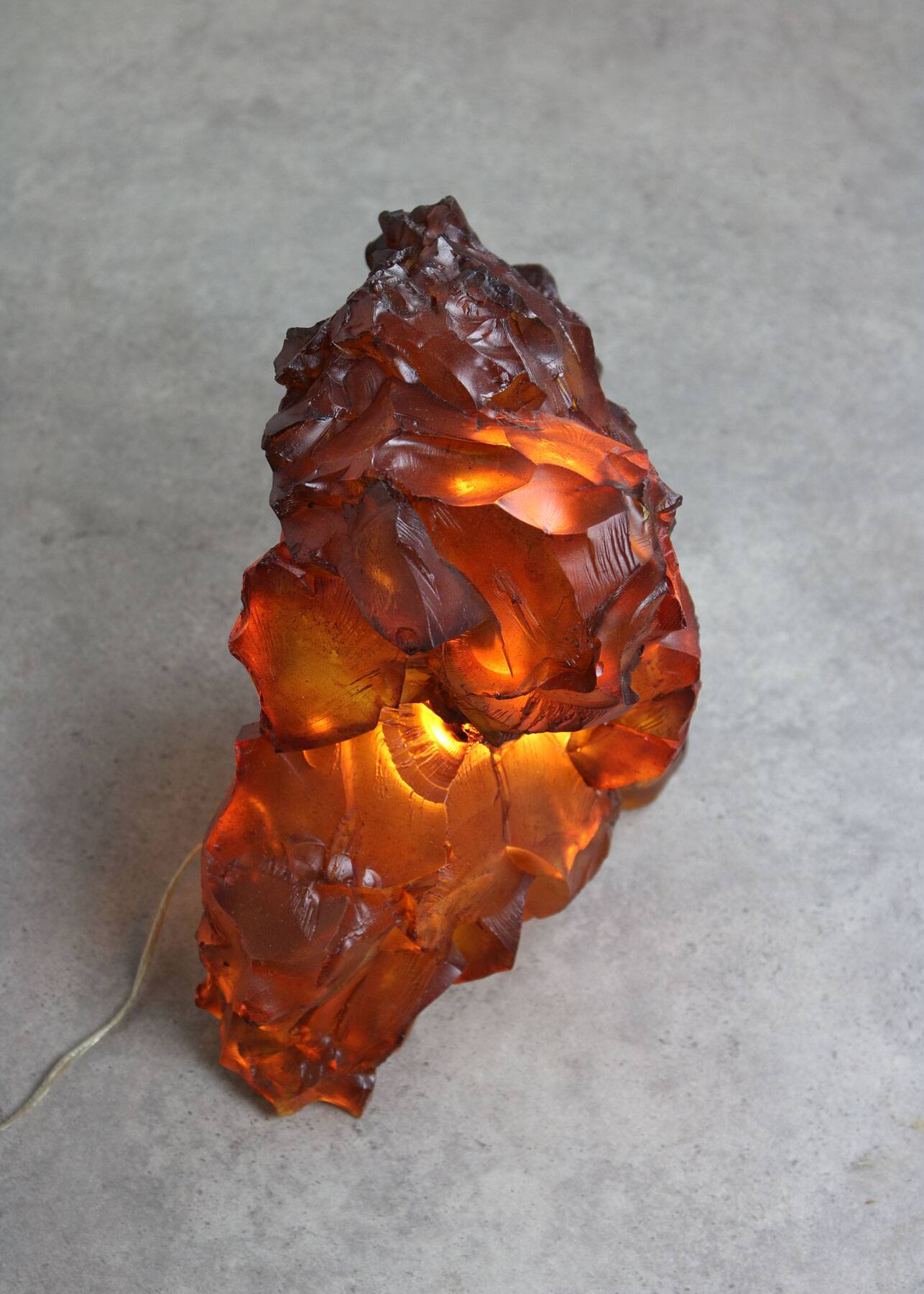 Vintage Italian Orange & Yellow Sculpture Lamps, 70s, set of 2