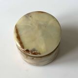 Old vintage round onyx brass box