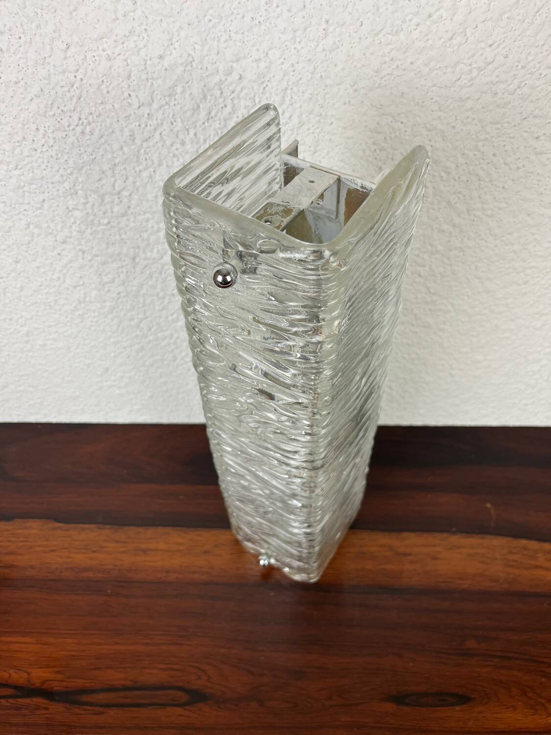 1960s frosted molded glass wall sconce