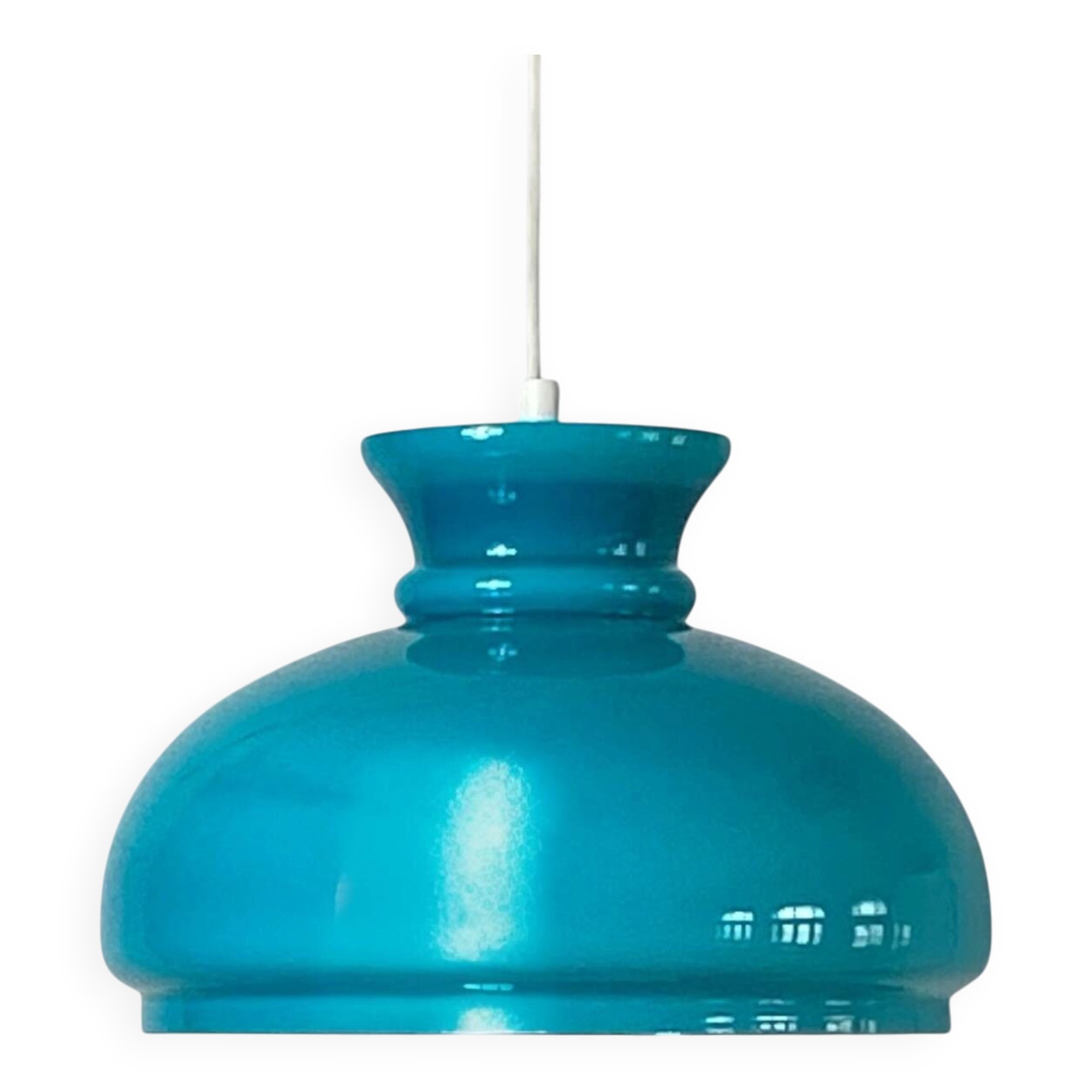 Large blue opaline glass pendant light 30 cm