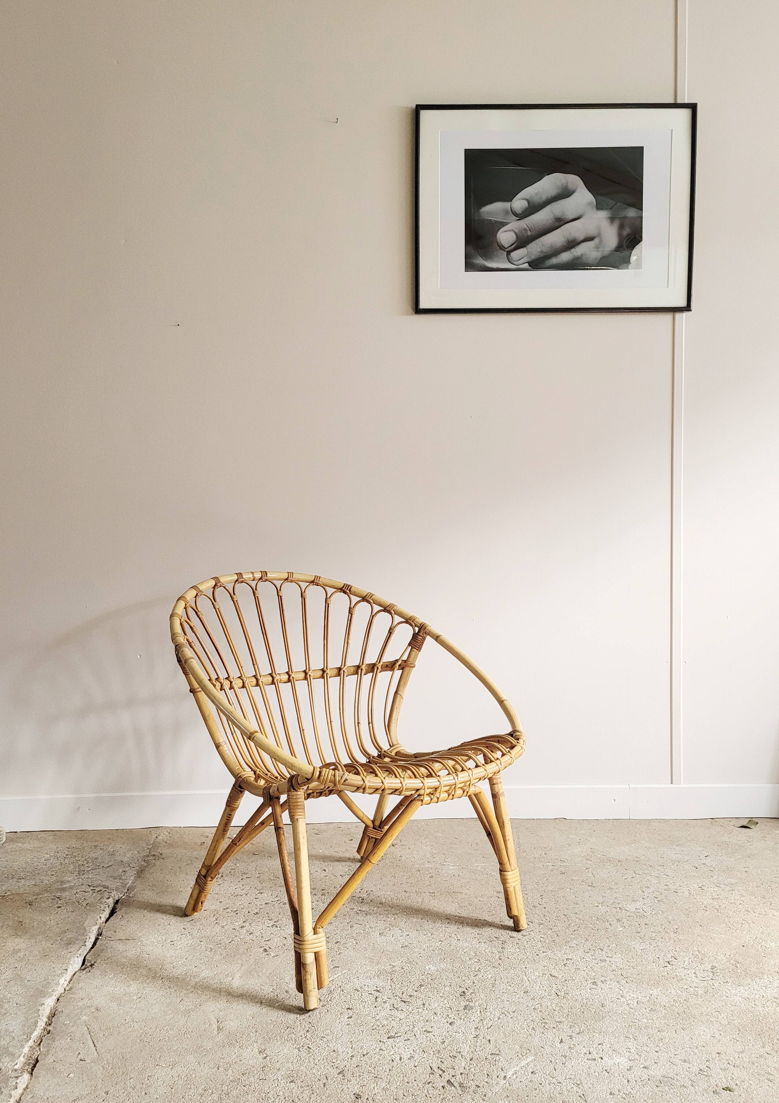 Fauteuil en rotin vintage