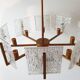 1960 vintage brass chandelier - glass