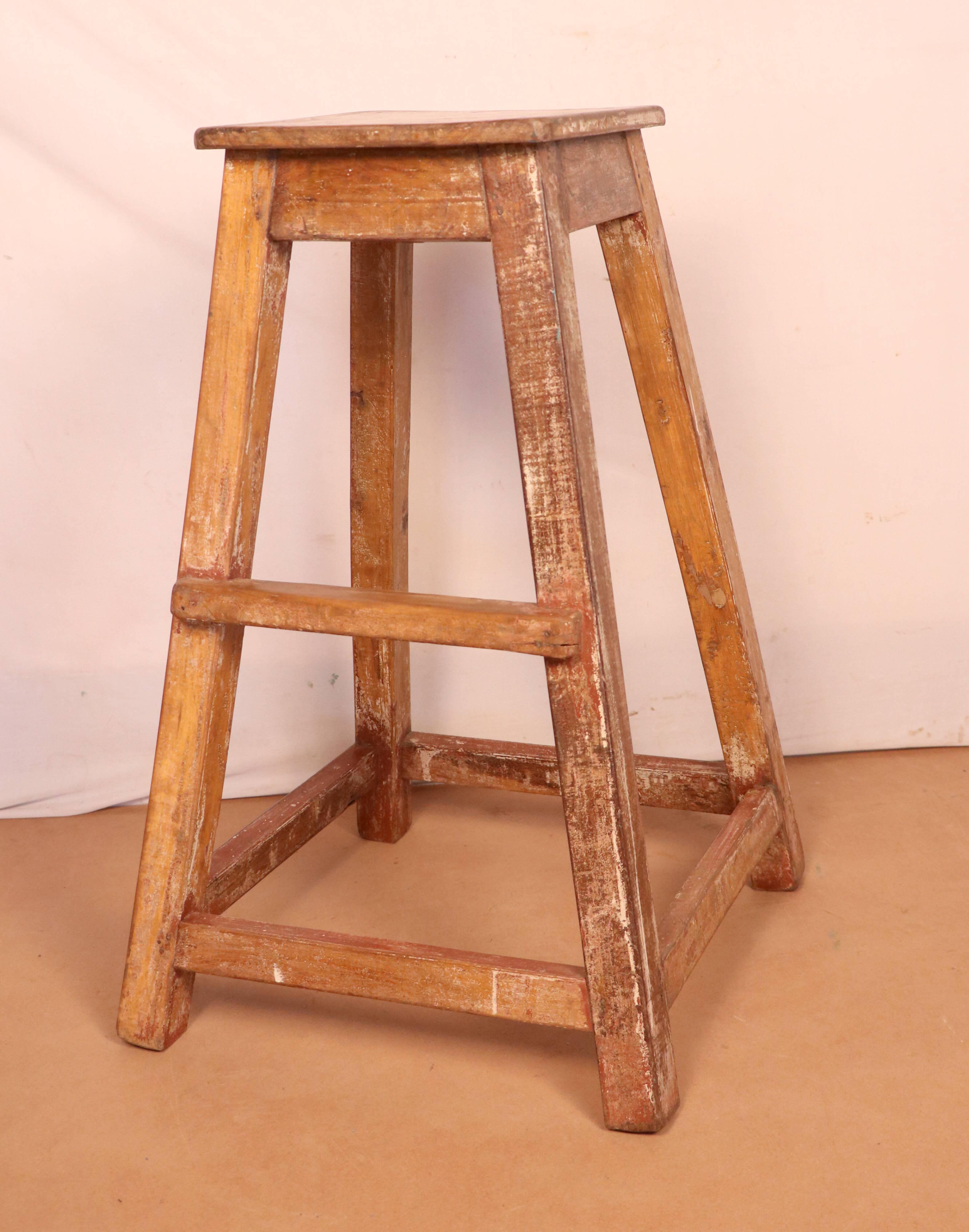 Old burmese teak workshop top stool