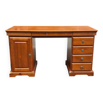 Bureau ministre bois massif tiroirs rangement tablette clavier 140x60 1980
