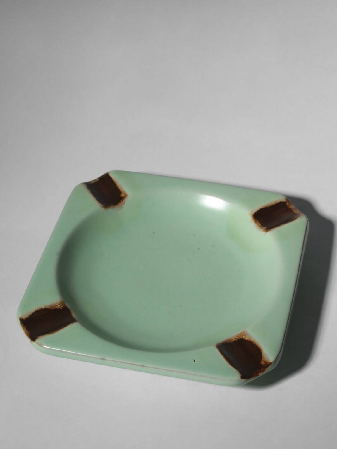 Harald Östergren Art Deco Mint-Green Ceramic Ashtray, For Upsala-Ekeby