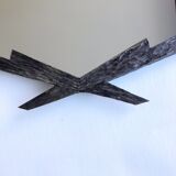 Small vintage art deco mirror of the 30s in metal in the shape of a diamond 59x35cm