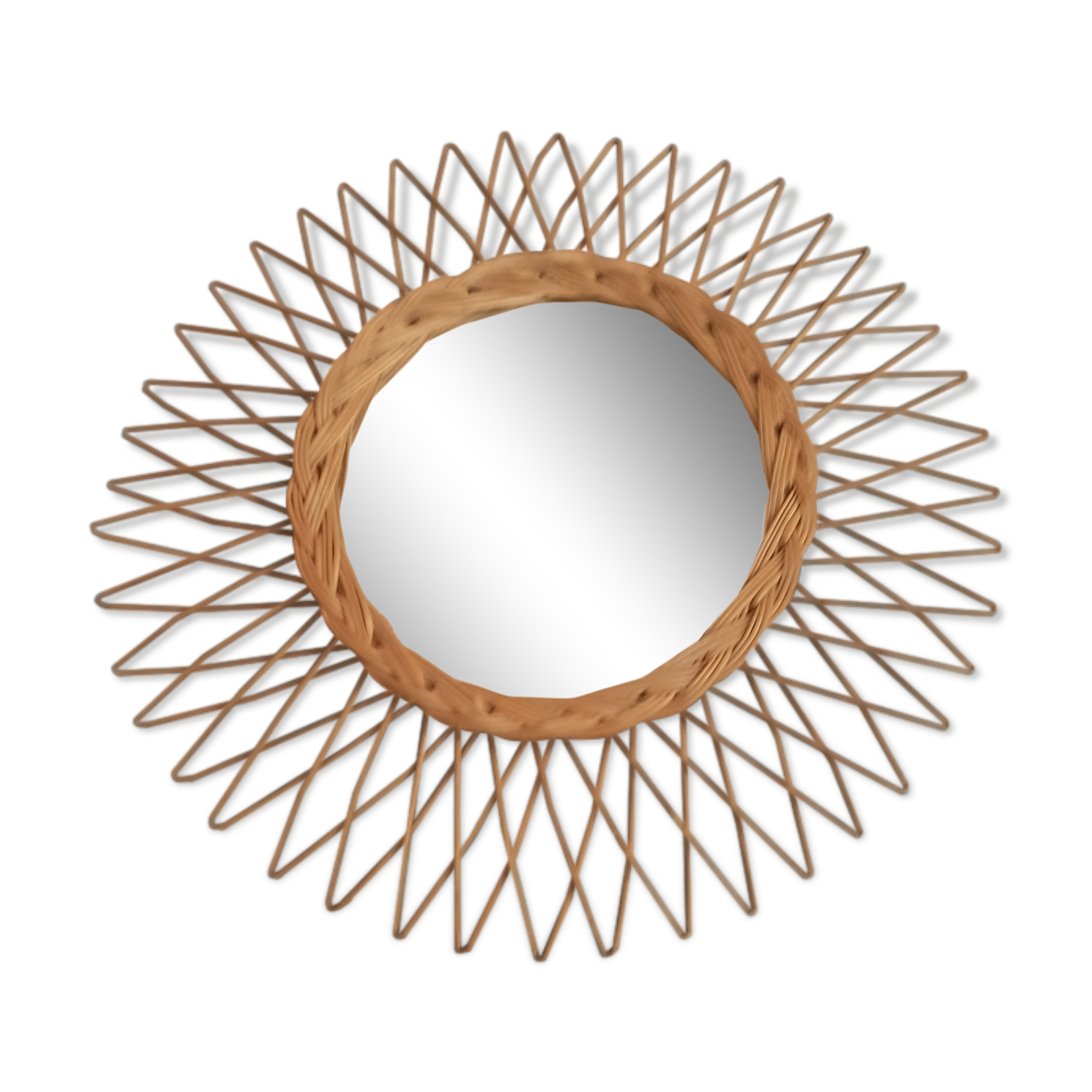 Round rattan sun mirror - 48cm