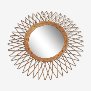 Round rattan sun mirror - 48cm
