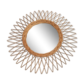Miroir soleil rond en rotin - 48cm