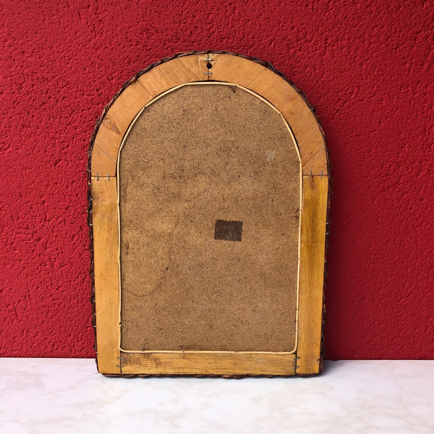 Miroir vintage en osier 34x47cm