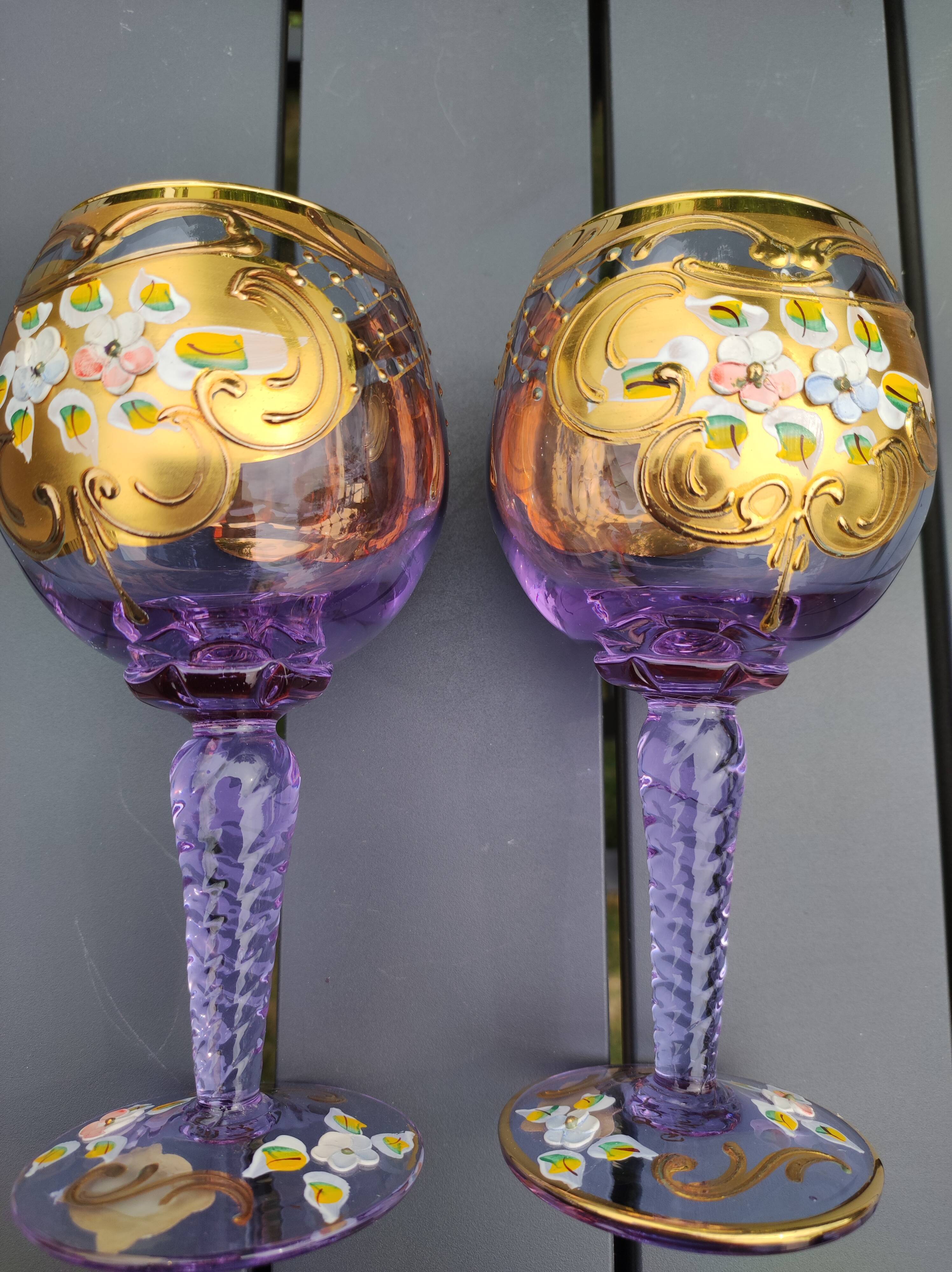Set of 2 Trefuochi Foot Deco glasses shaped ball from Murano/Italy