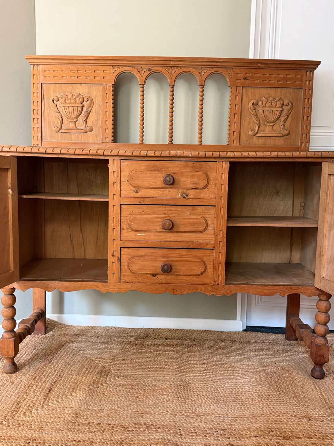 Carved wooden sideboard
