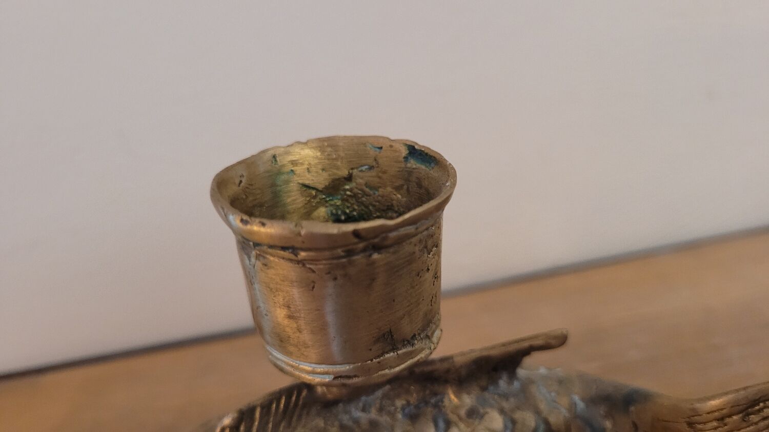 Yellow copper fish candle holder