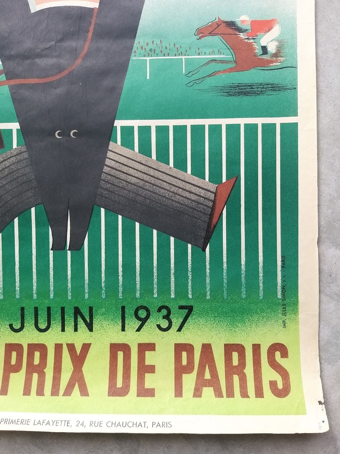 Original poster Loterie Grand Prix de Paris 1937 - Derouet Grilleres
