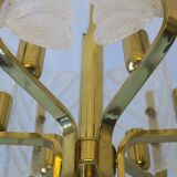 Lustre en laiton et feuille d'acanthe en verre de Carl Fagerlund, Suède, années 1960