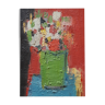 Peinture de Nagao Usui : "Bouquet de fleurs au vase vert"