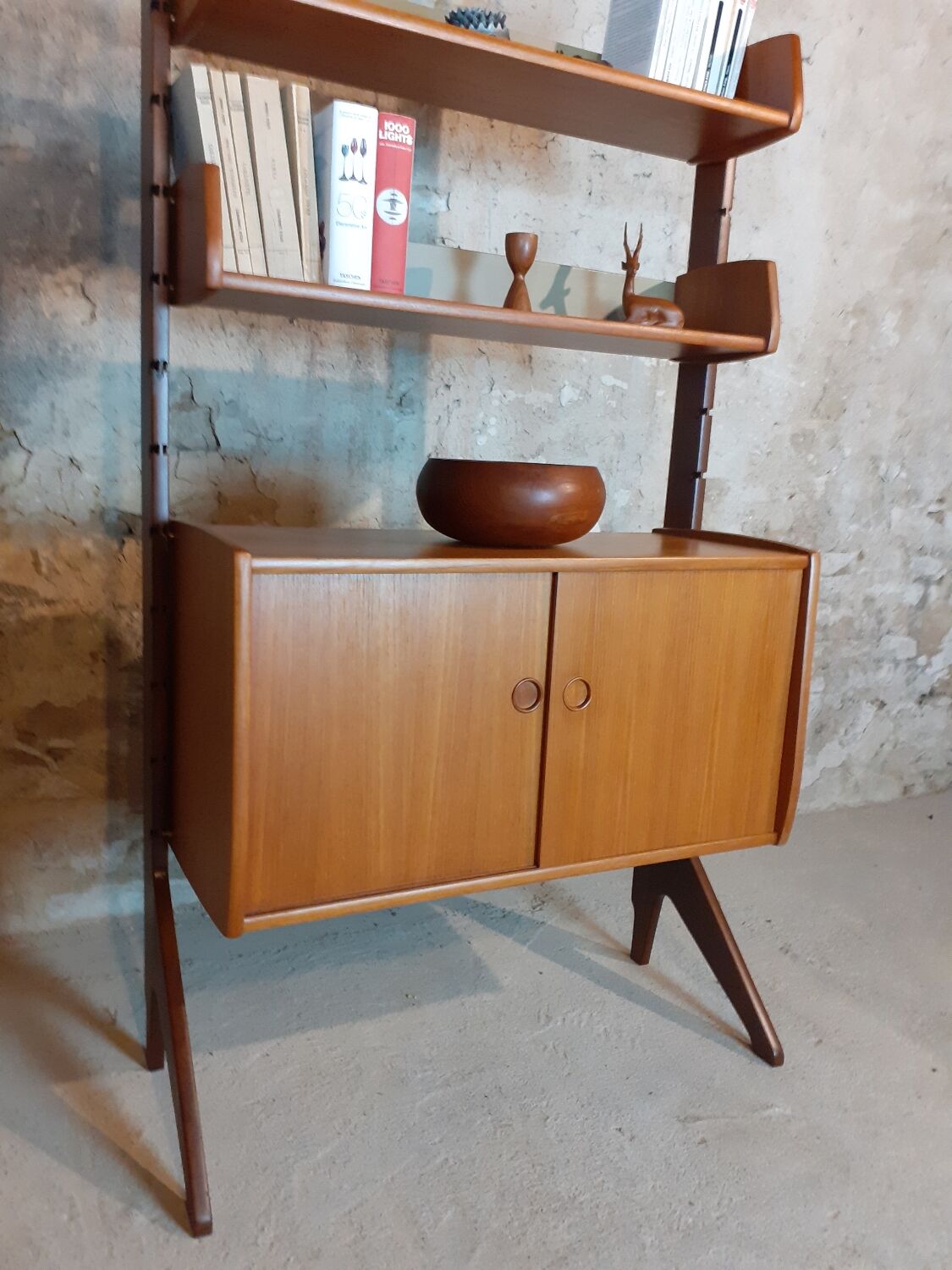 Ergo teak shelving unit, Scandinavian vintage 1960s