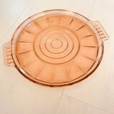 Round pink molded glass tray