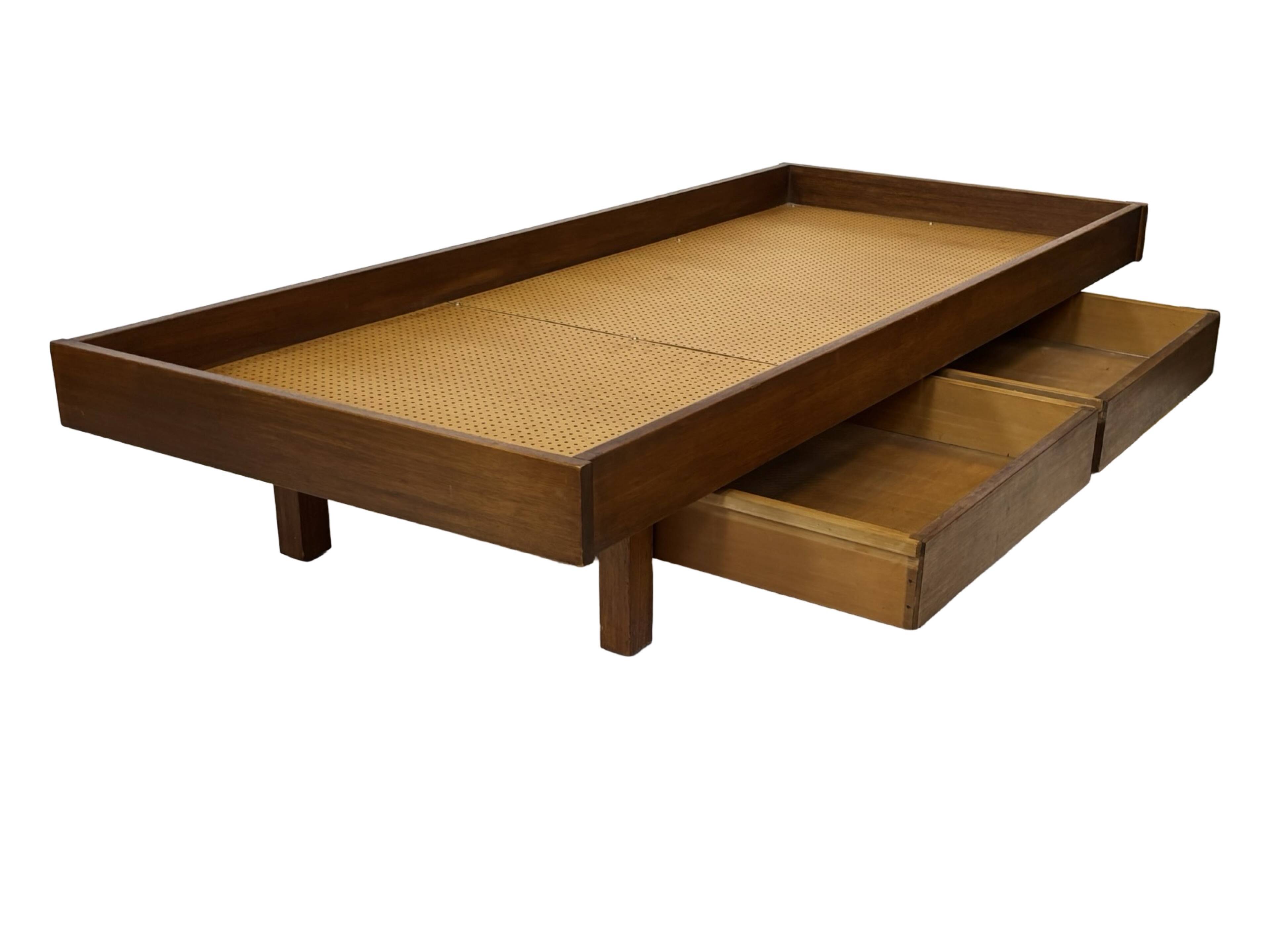 Vintage daybed with drawers 1960s in teak minimalist design