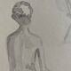 Painting signed monochrome sepia watercolor “female model in the workshop”
