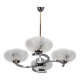 1950s Chrome and Glass Chandelier by Napako, Czechoslovakia