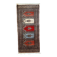 Tapis vintage fait main Bukhara de prière en laine rouge (45cm x 101cm)