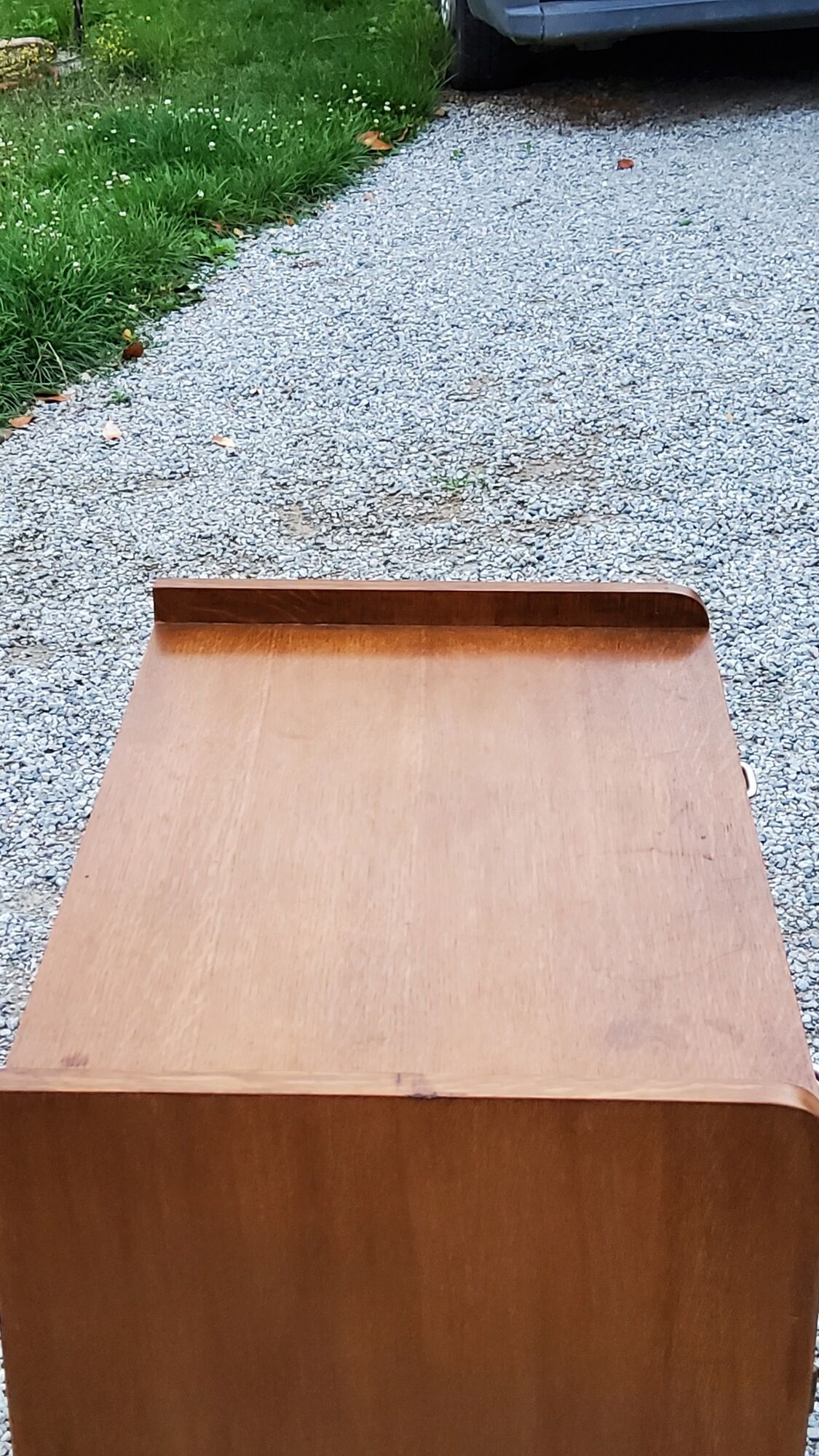 Vintage oak chest of drawers feet compass and fins of the 50s 2 doors 1 drawer