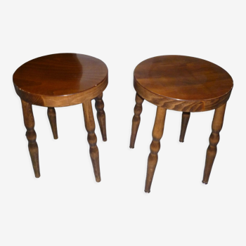 Pair of Baumann wooden stools