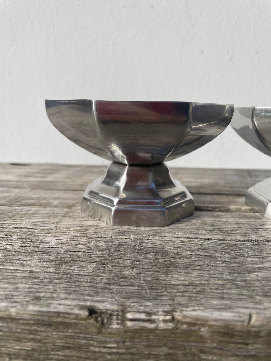 4 stainless steel cups 1970 signed Couzon