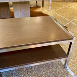 Coffee table in wood and chrome metal from the 70s