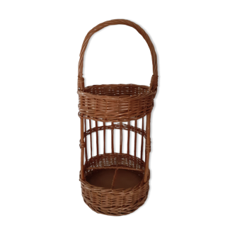 Basket portable wicker bar vintage bottle locker