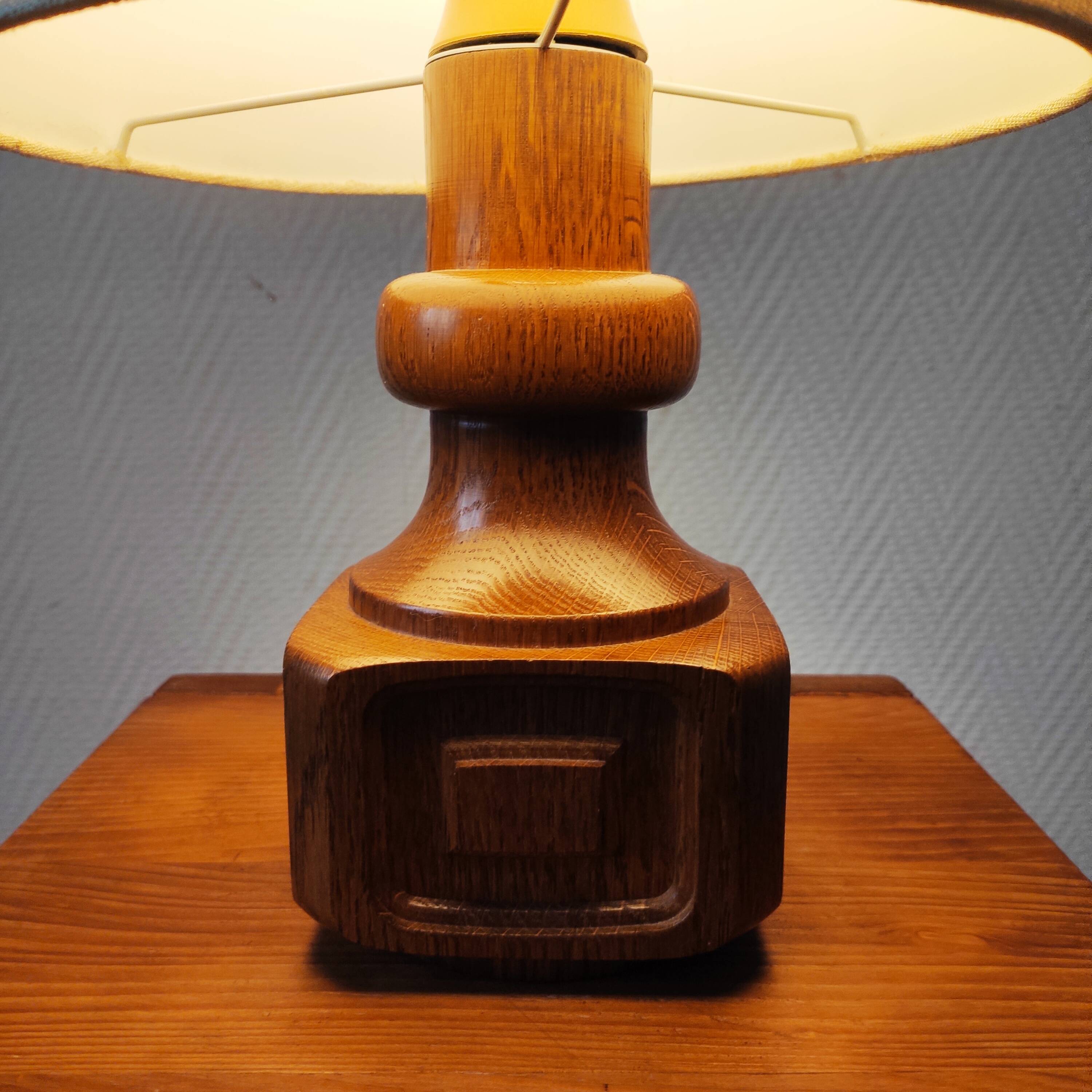 Vintage 70s oak living room lamp