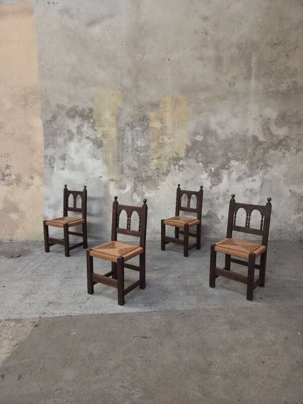 4 chaises basque bois et cordes