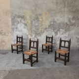 4 wooden and corded Basque chairs