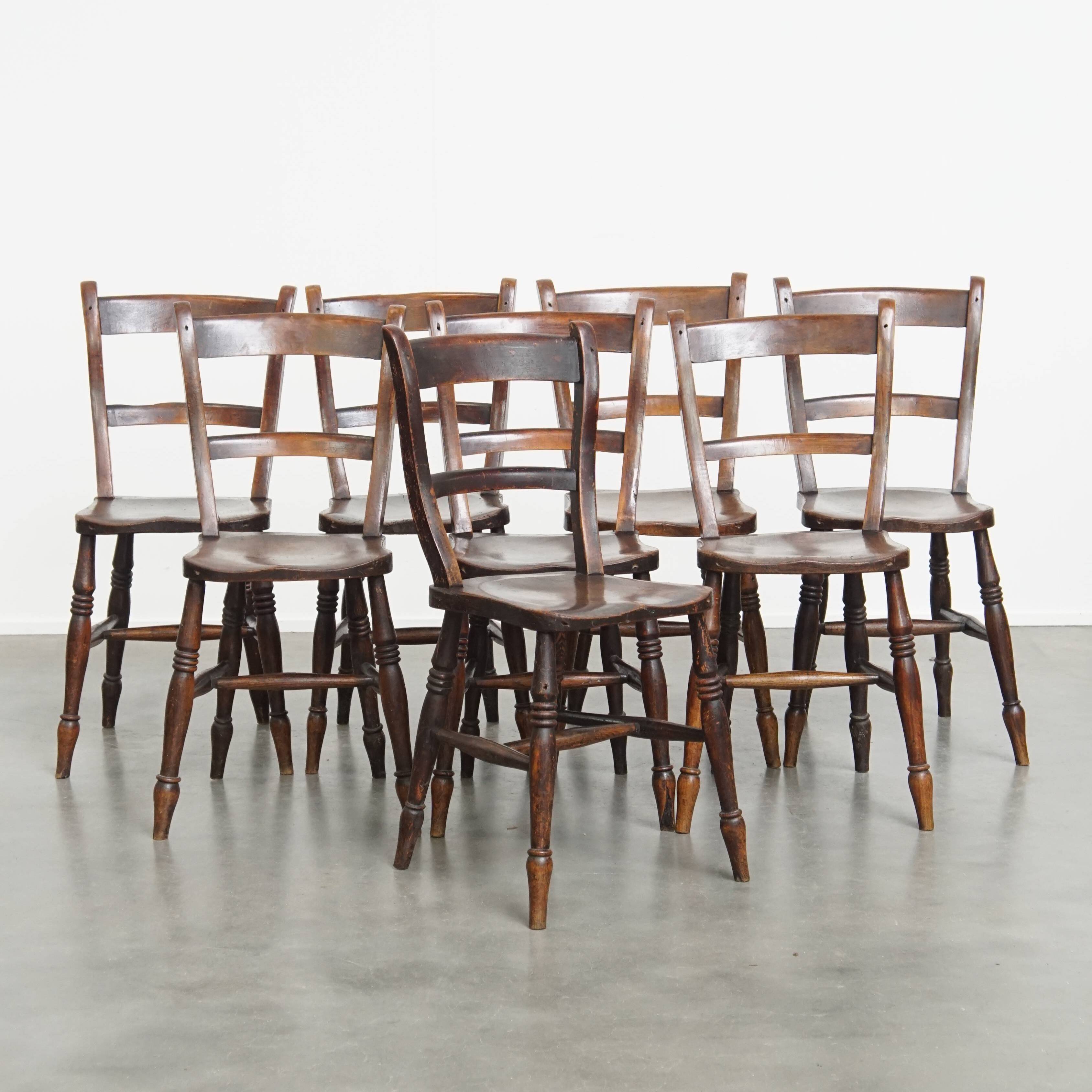 Set of 8 Antique English Oxford Dining / Kitchen Chairs