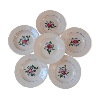 Set of 6 hollow plates Digoin Sarreguemines