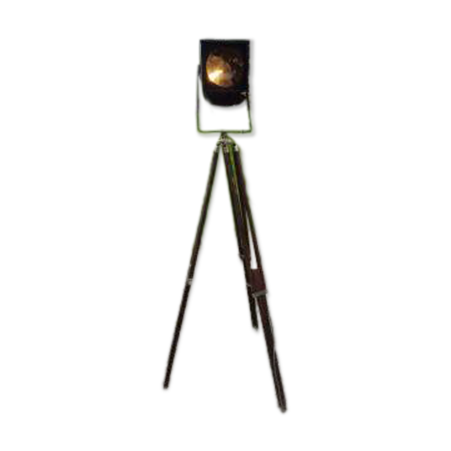 Lampe spot sur trépied bois et chrome