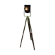 Lampe spot sur trépied bois et chrome