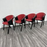 Modern Chairs in Lacquered Wood and Fabric from Pozzi & Verga, 1970s, Set of 4