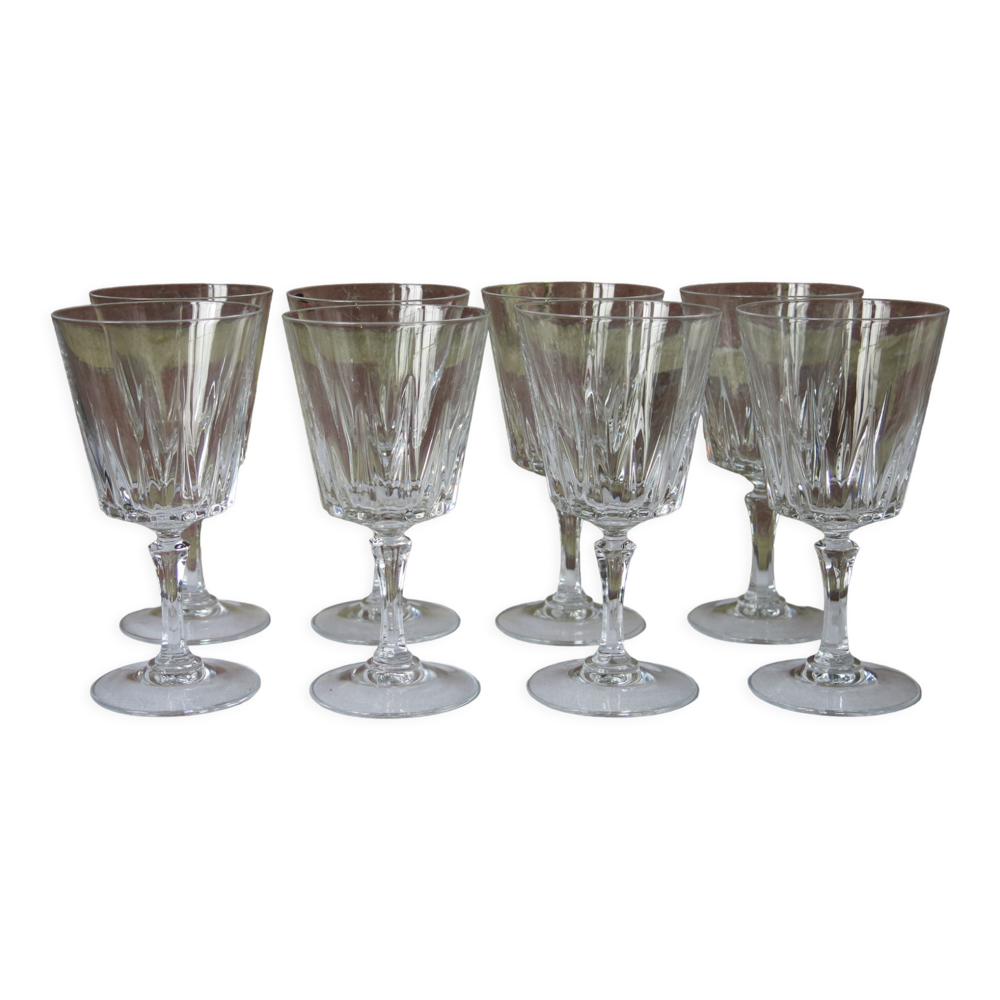 8 glasses with semi-crystal stems