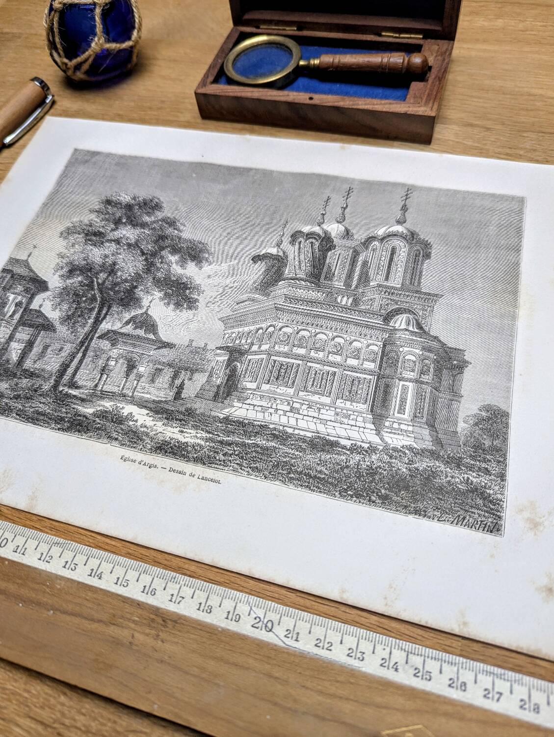 Curtea de Argeș, Romania. Printed illustration from 1866.