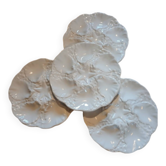 4 assiettes à huitres branches