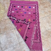 Handmade wool Berber rug: Moroccan Kilim Boho floor rug