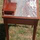 Art Deco oak dressing table, marble top and swivel mirror.