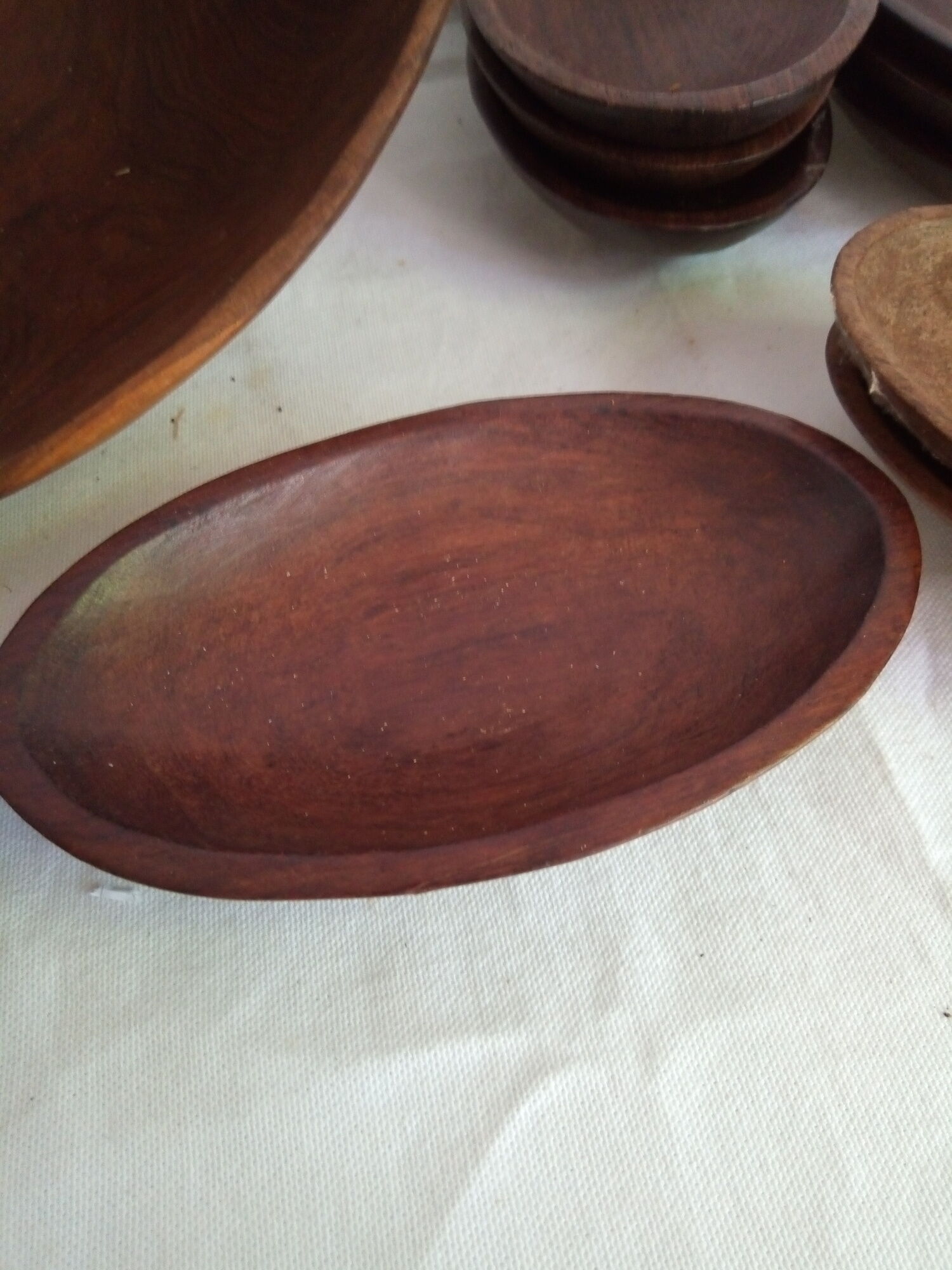 Salad and 10 exotic wooden ramekins, Africa of the 1970