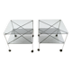 Pair of Postmodern Glass Carts Mod. Biplano by Bruno Munari for Robots, Italy