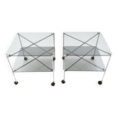 Paire de chariots postmodernes en verre modèle Biplano de Bruno Munari pour Robots, Italie