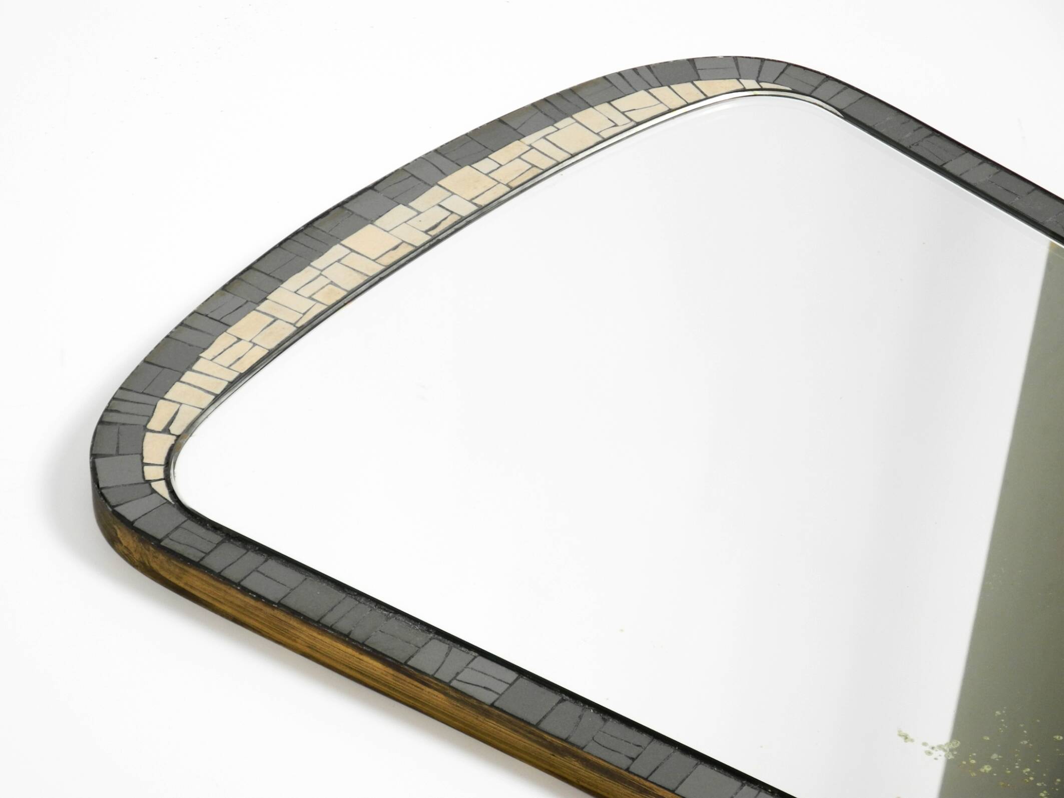 Mid Century mosaic wall mirror with brass frame by Münchner Zierspiegel