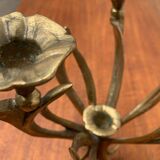 Vintage brutalist floral metal candlestick